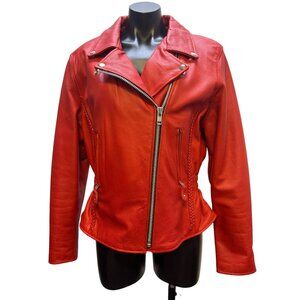 Xelement Red Leather Motorcycle Jacket XL
